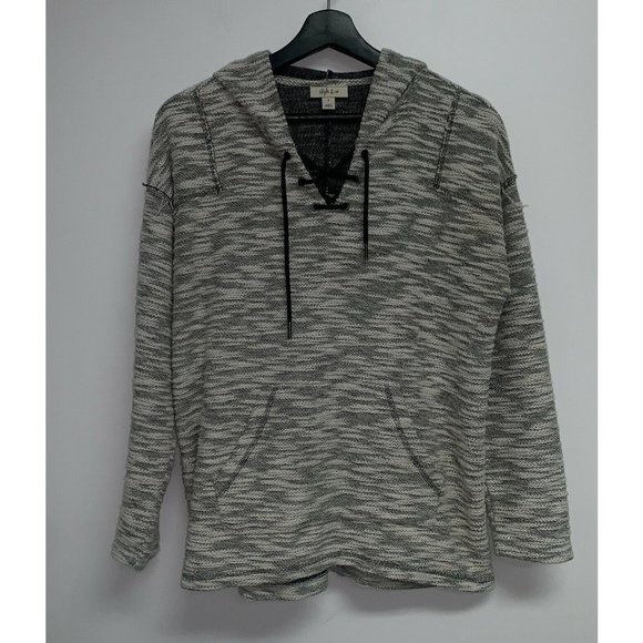 Style & Co Womens Pullover Hoodie Sweatshirt Size S Black White Marled Textured - Picture 1 of 8